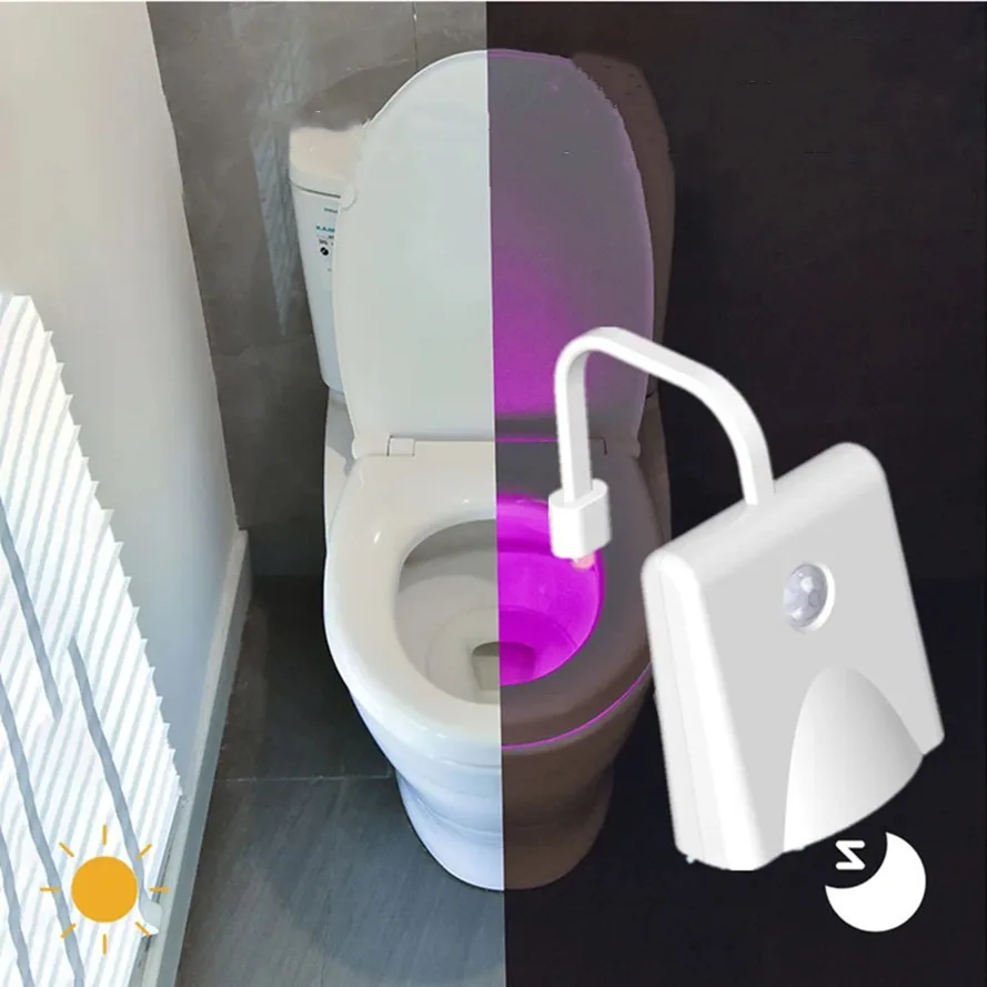 LED toilet projection night light Human intelligent motion sensing light 10 color toilet waterproof charging dimming light WC