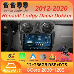 Android 15 Carplay Auto WIFI+4G For Renault Lodgy Dacia Dokker 2012-2020 Car Radio Multimedia Video Player Navigation GPS Stereo