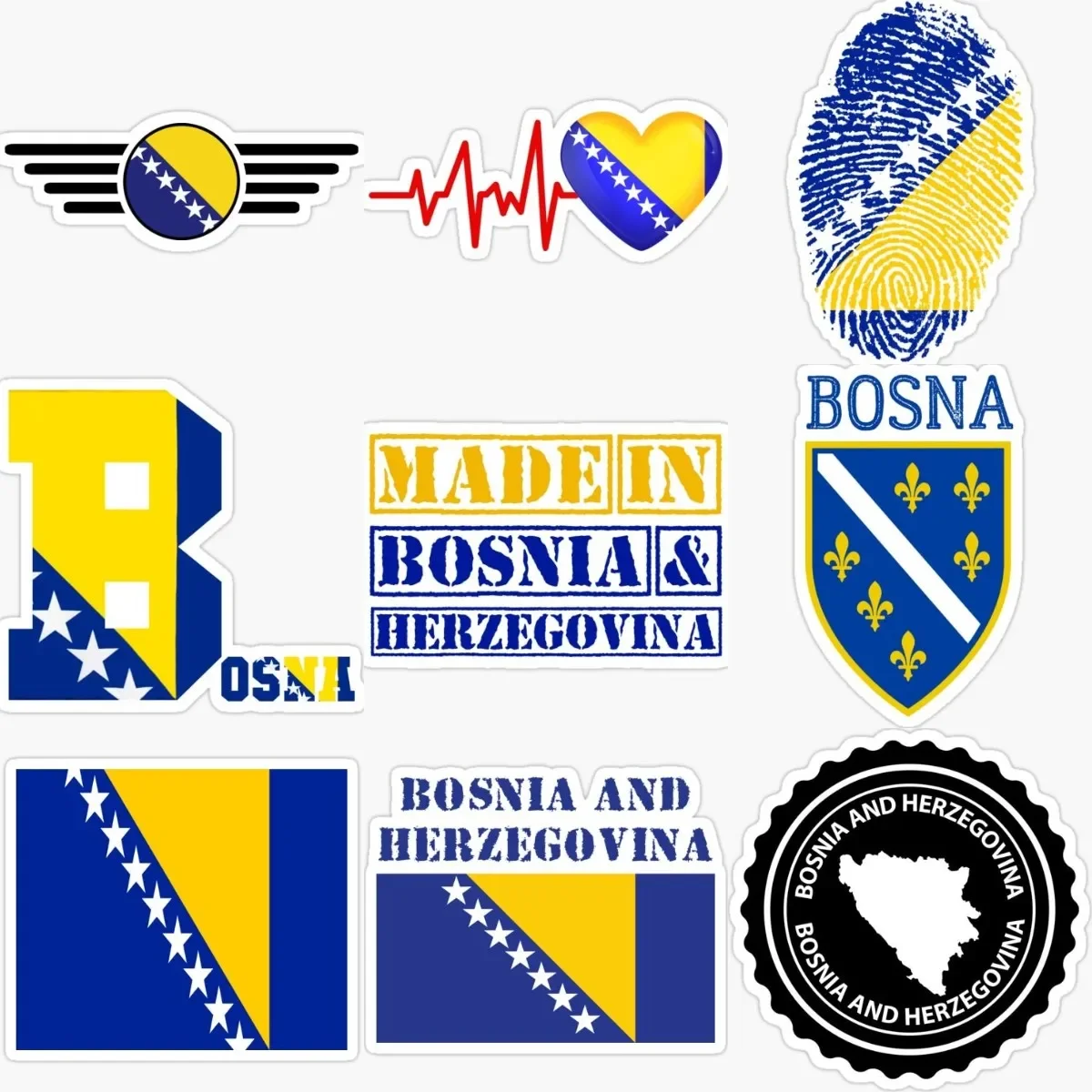 

BIH Bosnia and Herzegovina Flag Emblem Creative PVC Accessories Stickers for Decorate Car Wall Van Fridge Table Window