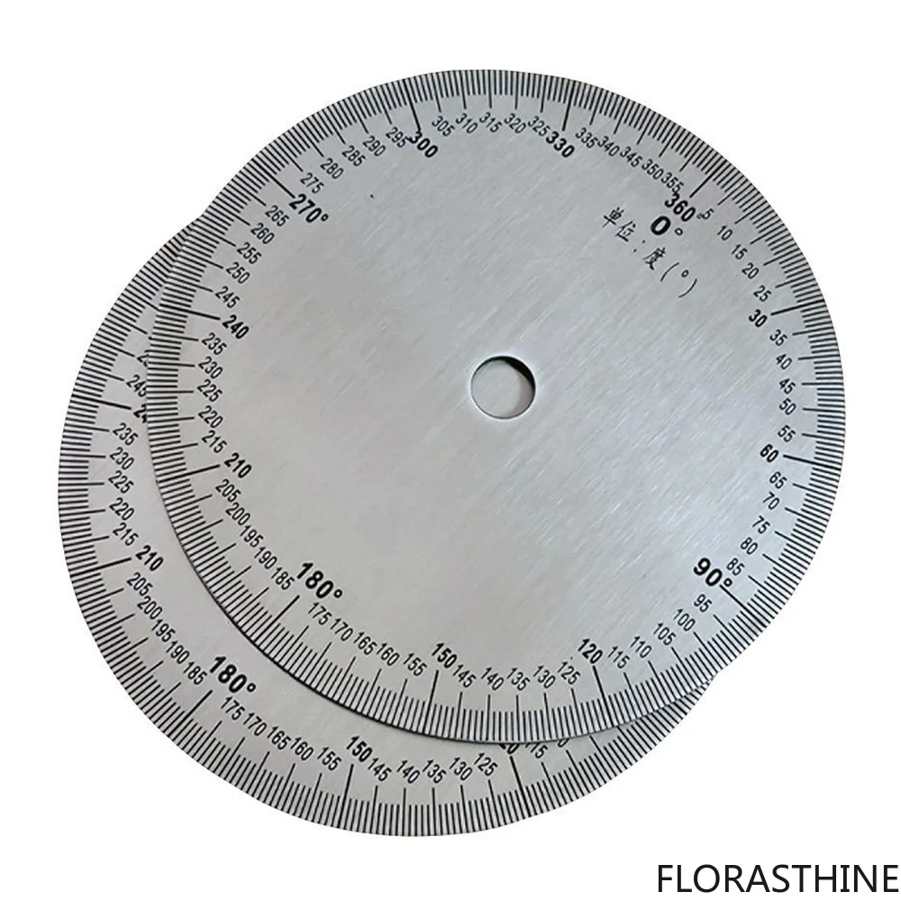 1 Piece Dial Stainless Steel Angle Dial 360 Protractor Degree Round Accessories 90MM 100MM 120MM 160MM 220MM