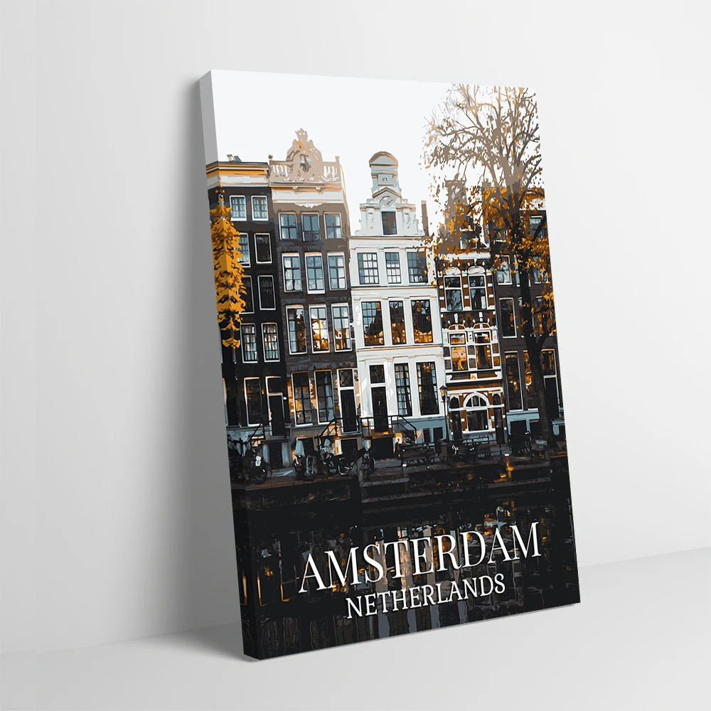 

Амстердам путешествия постер настраиваемый печатный холст картина настенный художественный подарок для украшения дома роскошный декор ванной комнаты фреска для комнаты