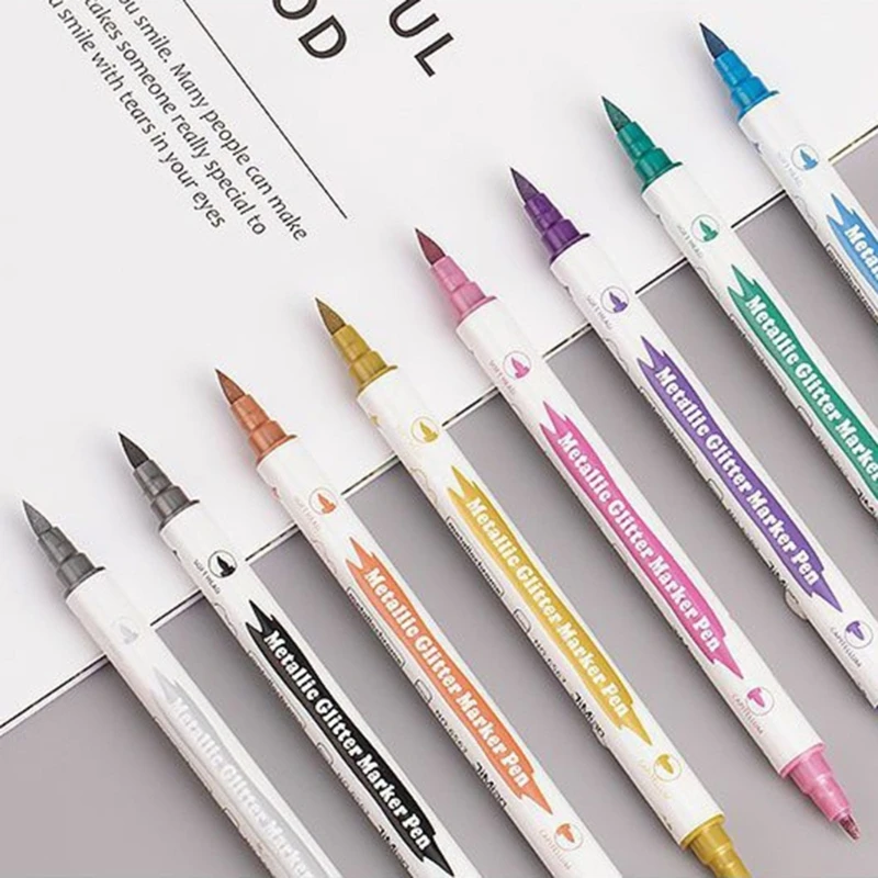 Glitter Marker สำหรับสมุดระบายสีโรงเรียนการออกแบบโปสเตอร์ DIY Scrapbooking Journal