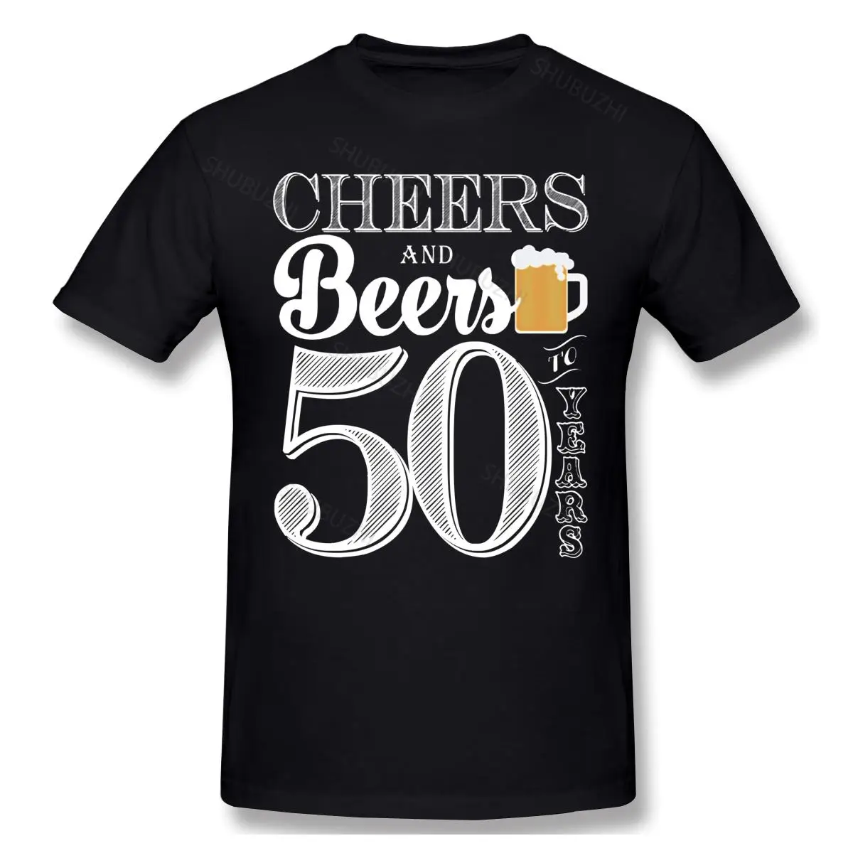 Cheers And Beers To 50 Years 50th Birthday 1970 T-shirt Men Big Size O-neck Cotton Short Sleeve Custom T-shirts For Men