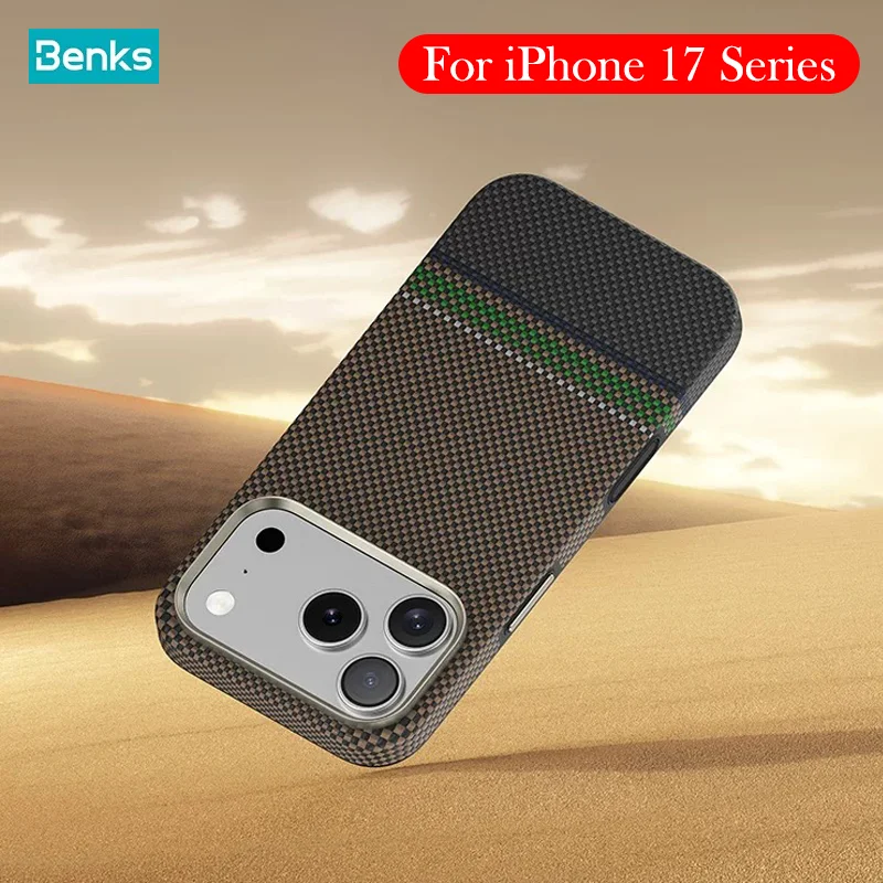 

Benks Kevlar Case For iPhone 17 Pro Max Carbon Fibre Wireless Charging Back Cover Case for iPhone 17 PRO