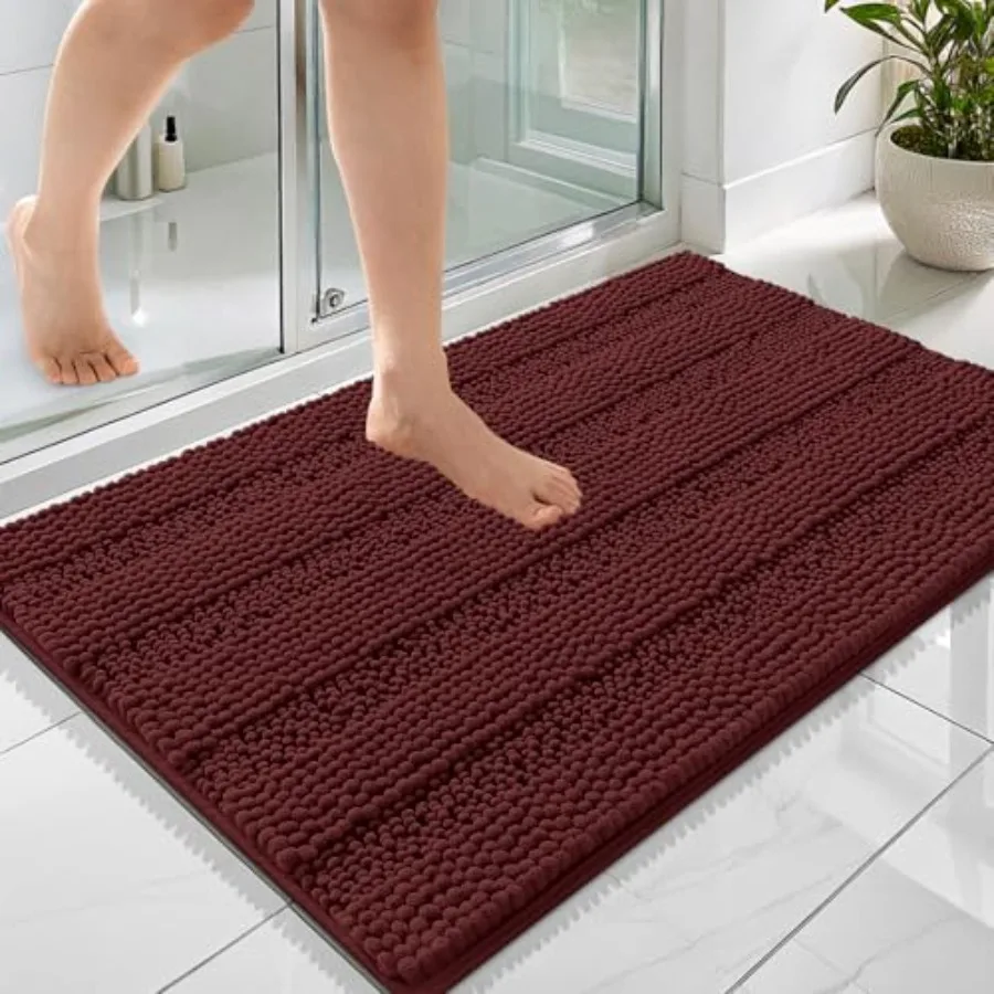 

Thick Bathroom Rugs 36x24, Extra Absorbent Chenille Striped Bath Rugs, Rubber Backing, Machine Wash Dry, Bath Mats for Bathroom
