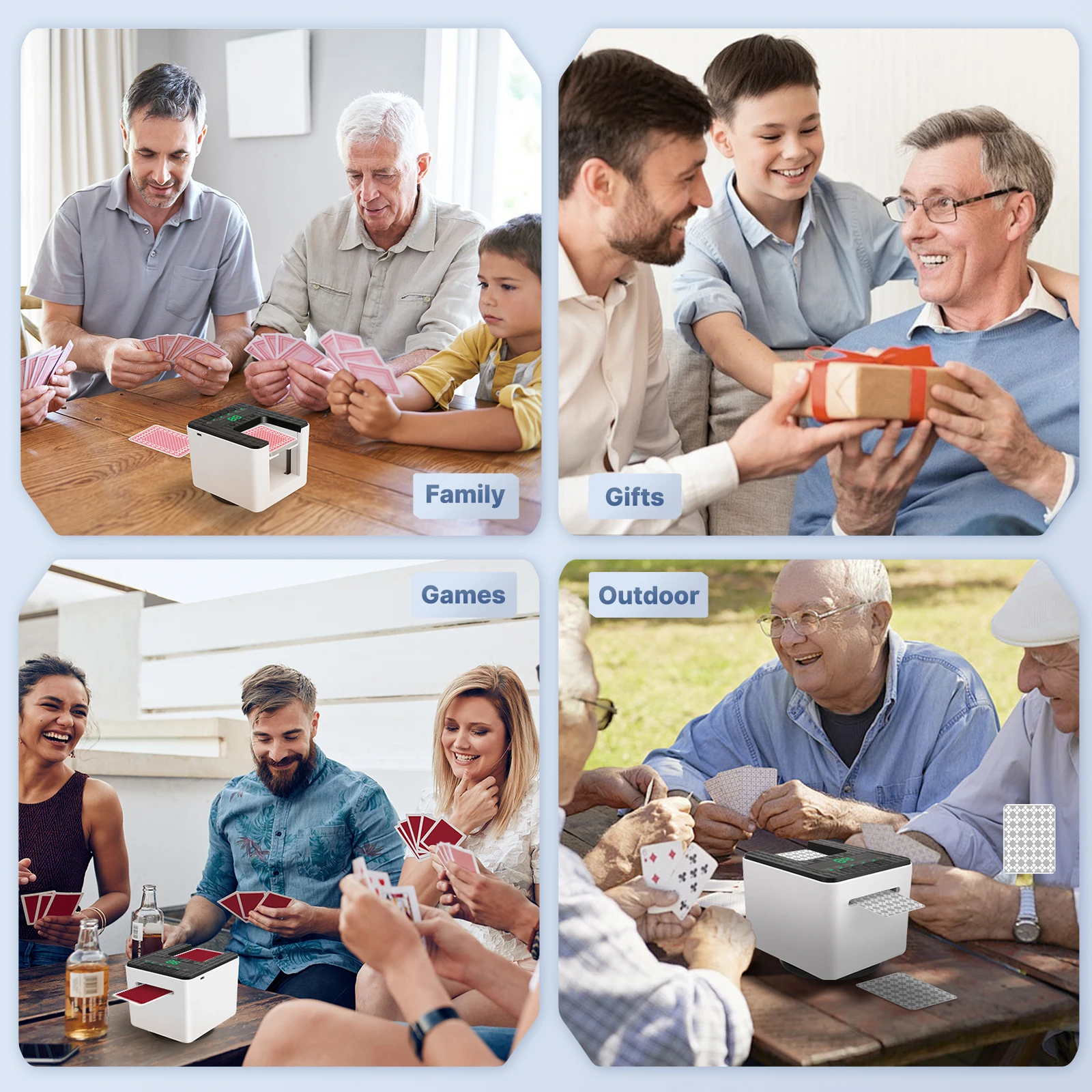 تاجر البطاقات الأوتوماتيكي 1-8 لاعبين خالية من الاختلط عن طريق عشوائي دوار 360 1-2 طوابق USB آلة تعامل البطاقات القابلة لإعادة الشحن #3