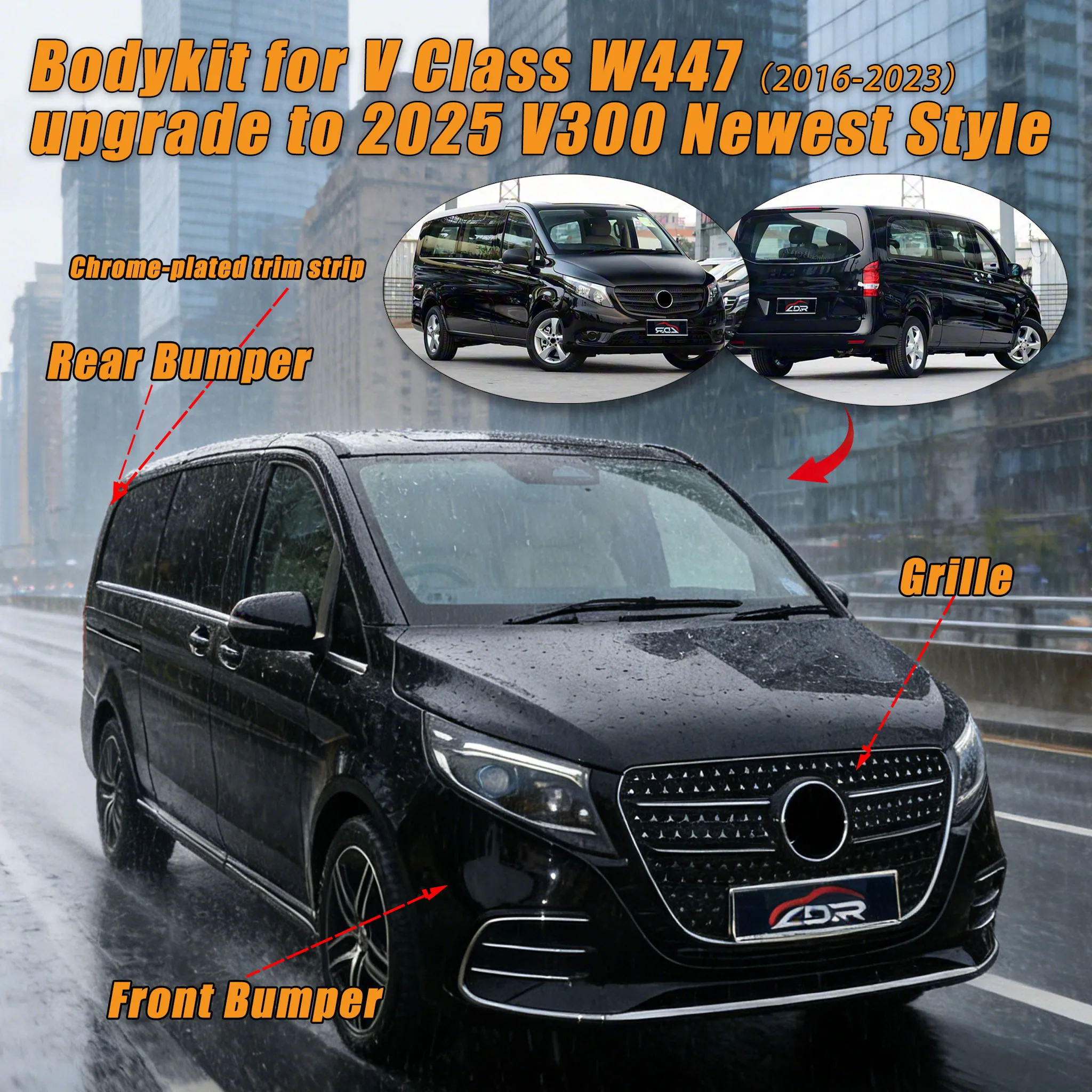 BodyKit for Vito W447 2016-2023 V260 Upgrade to 2025 Newest Style V300 in Stock Factory Direct Bumpers Grille East