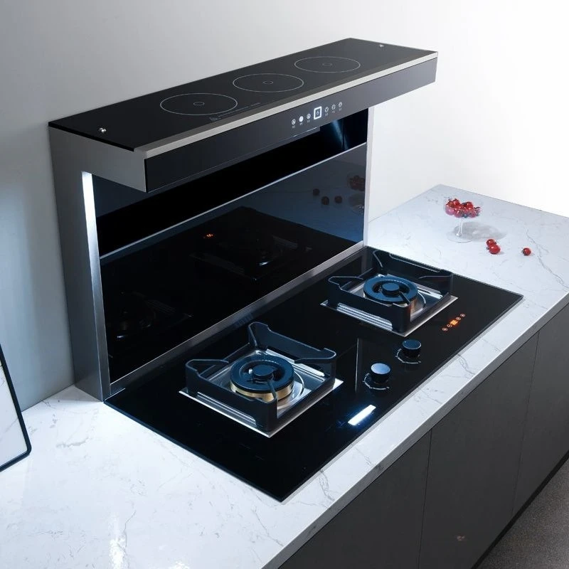 

Side-mounted small apartment variable frequency range hood gas stove cover suction lower row type dazzling code split type