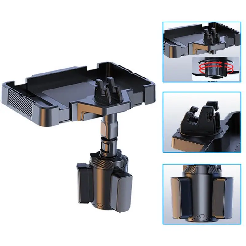 Portable Car Cup Holder Attachable Meal Tray Expanded Table Desk 360 Rotatable Adjustable Car Food Tray Cup Holder