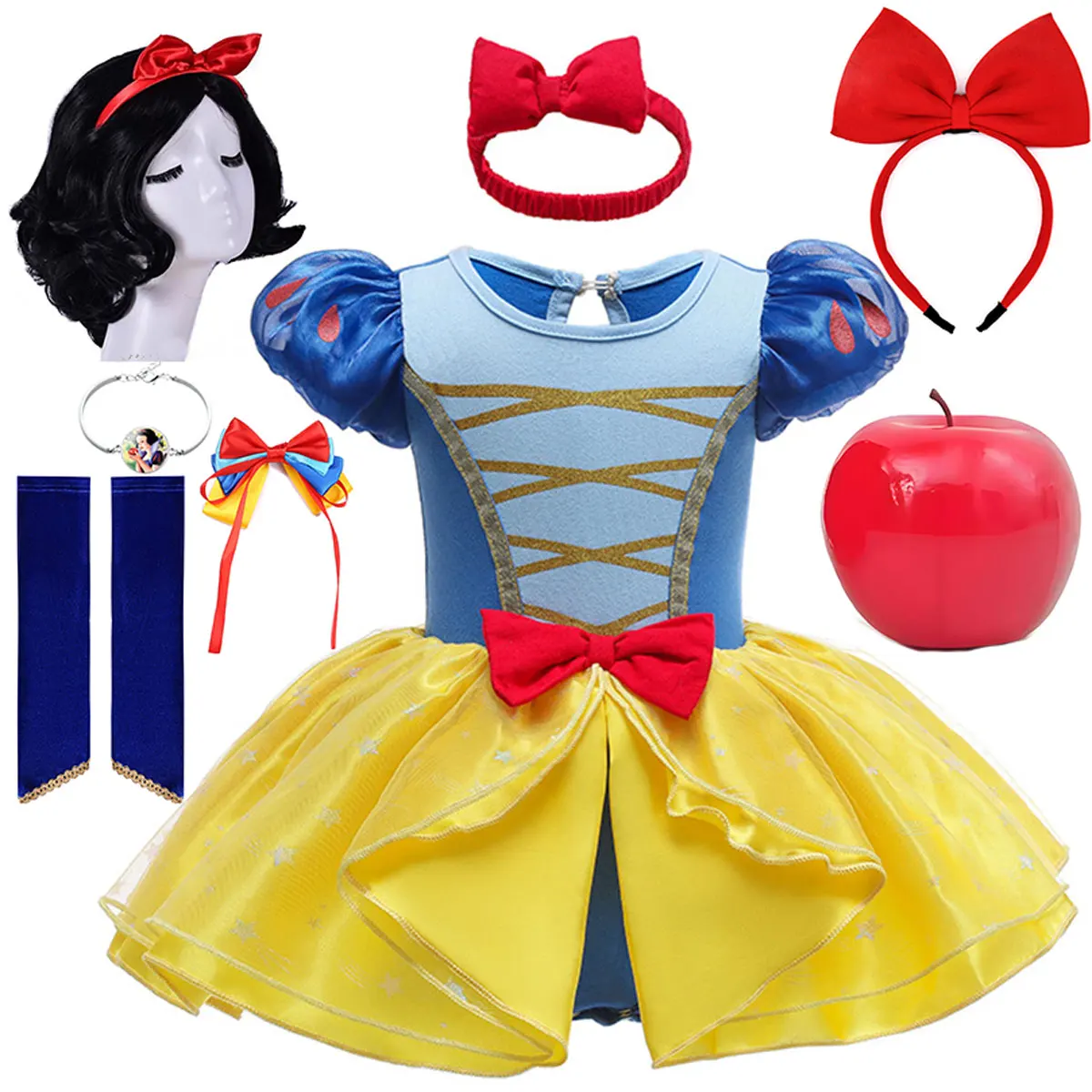 Disney Schneewittchen Prinzessin Anna Baby Mädchen Baby-Strampler Tutu-Kleid mit Stirnband Halloween-Party Kurzarm-Strampler-Set