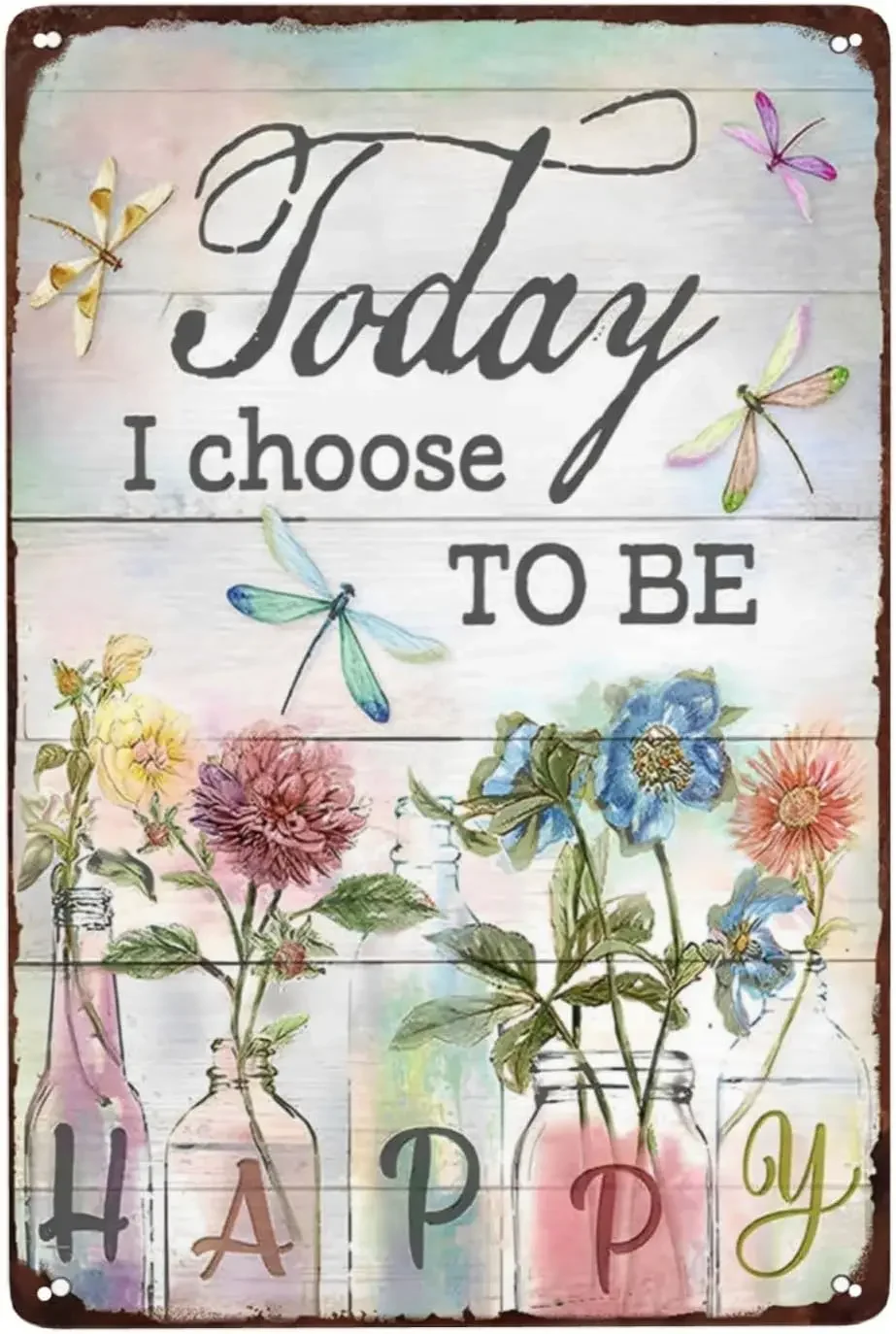 

Today I Choose to Be Happy Vintage Tin Sign, Inspirational Wall Decor Metal Signs for Home Living Room Wall Decor, Bar