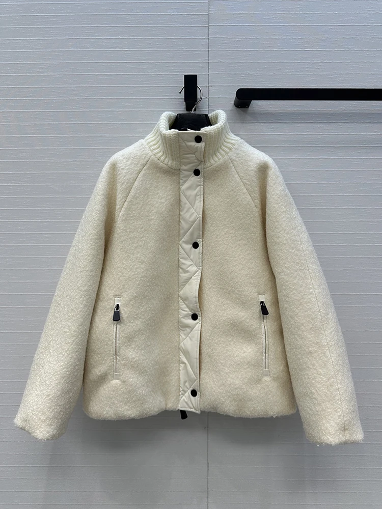 SVORYXIU خريف شتاء 2025 نمط جديد نمط الترفيه صف واحد مشبك الصوف أسفل سترة امرأة موضة الأبيض الدافئة أسفل سترة #1