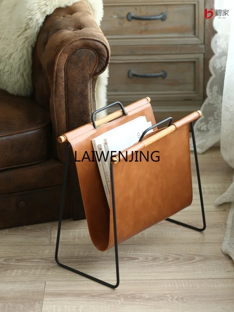 

LYN wrought iron solid wood magazine shelf, book newspaper sundries storage, floor-to-ceiling small bookshelf