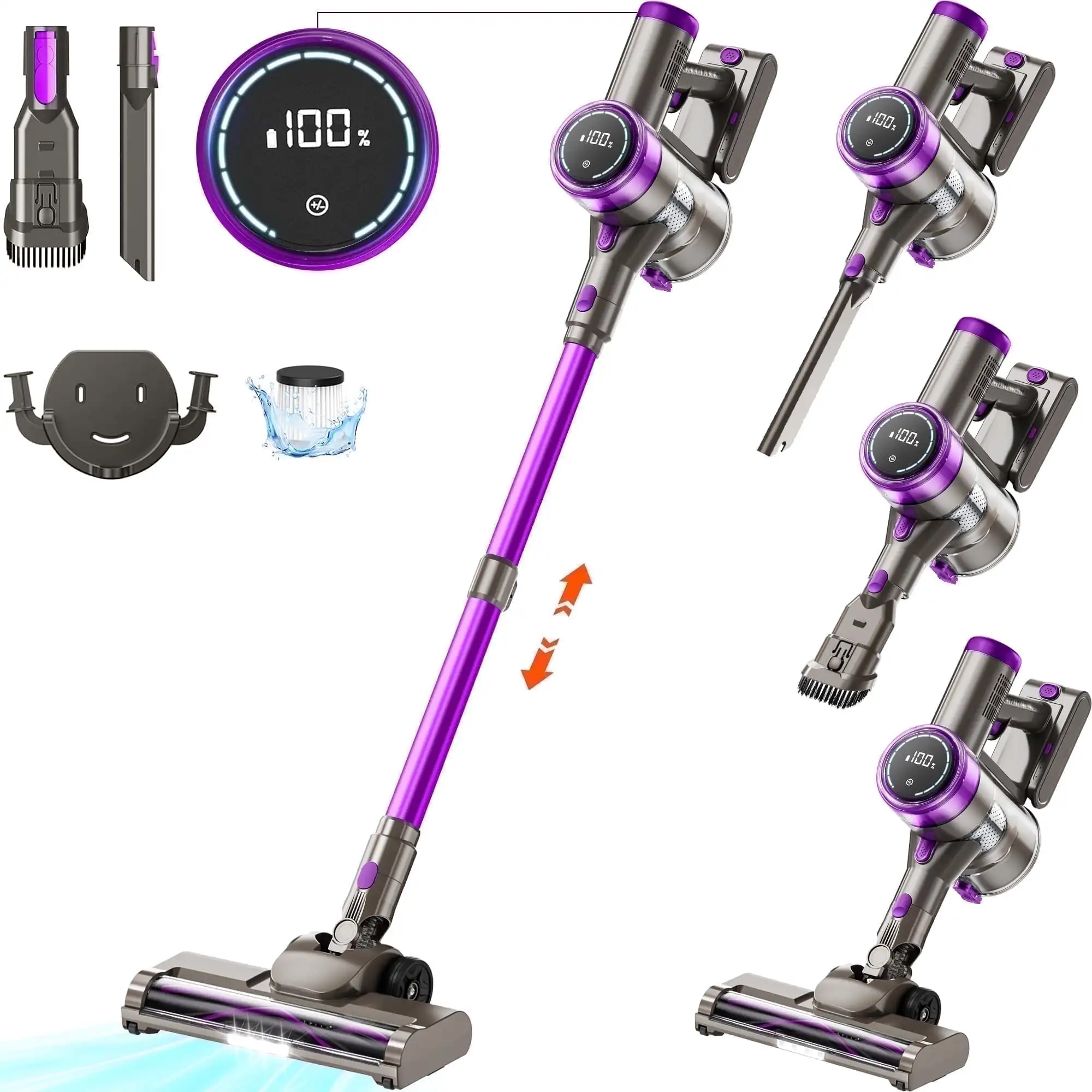 

Cordless Stick Vacuum Cleaner 38KPA 50Mins 2200mAh Lightweight for Home Pet Hair Carpet Hard Floor