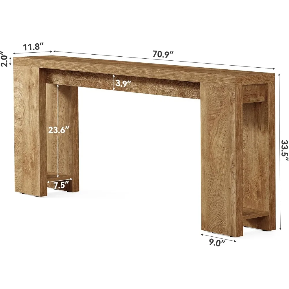 طاولة كونسول طويلة 70.9 بوصة، طاولة أريكة ضيقة خلف الأريكة، طاولة وحدة تحكم المزرعة لغرفة المعيشة، المدخل،