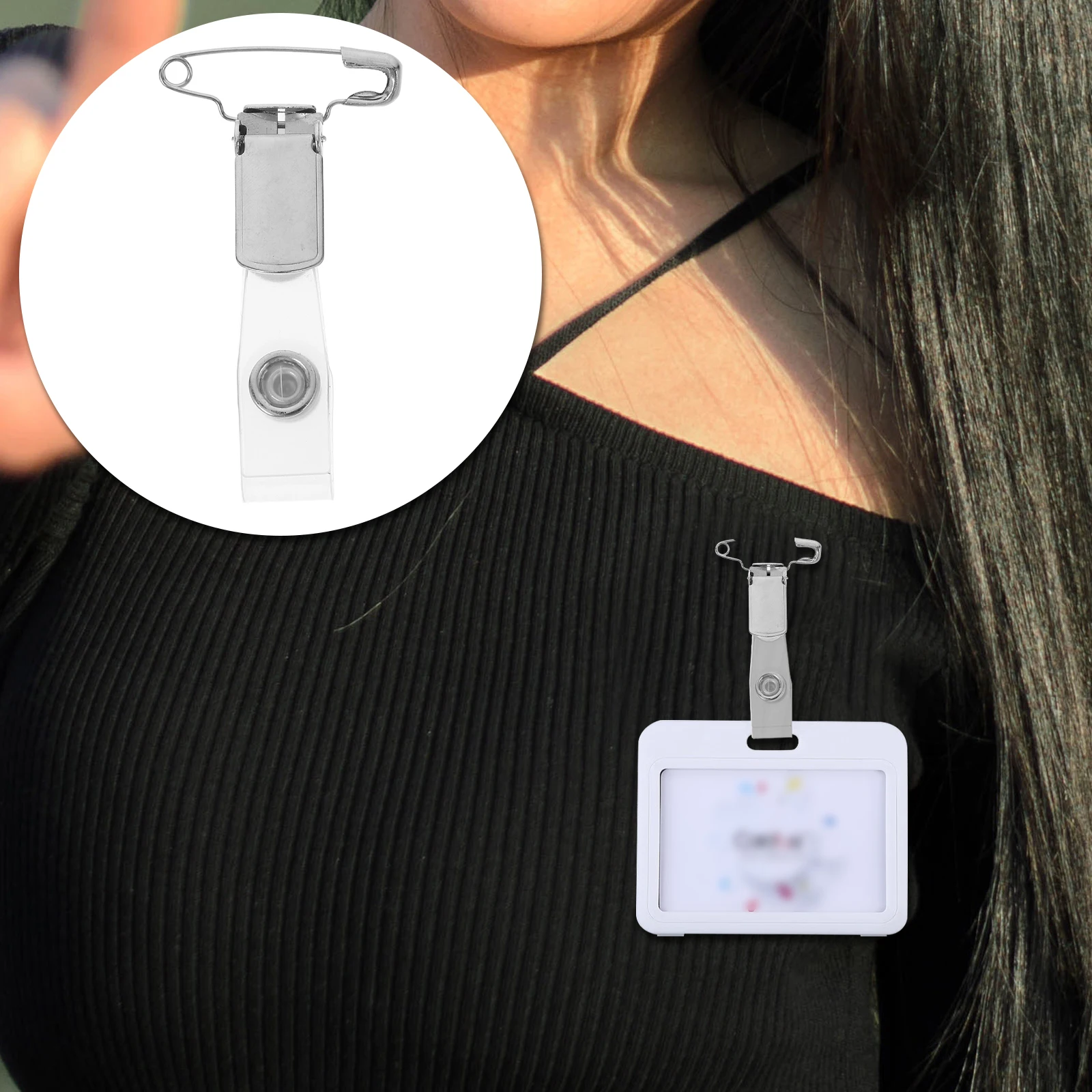 10 pezzi porta badge clip porta carte d'identità in metallo bobina clip per cordino chiave nera hardware compatto multifunzionale con impugnatura forte