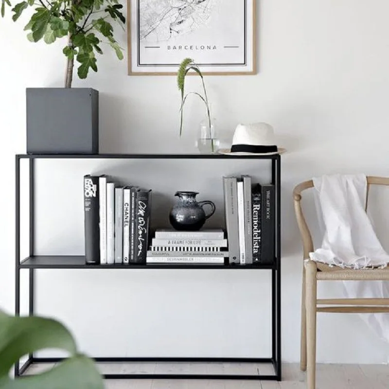 Nordic Shelf Living Room Kitchen Corner Shelf Office Wrought Iron Bookshelf Metal Simple Multi-layer