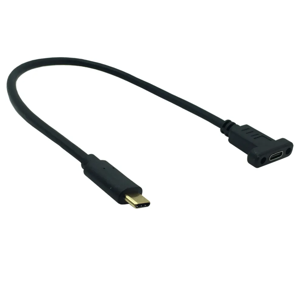 USB 3.2 Gen2 Extension Cable Type C Male to Female USB 3.1 10Gbps Data 4K Video Sync Transfer With Screw Panel Mount Shielded