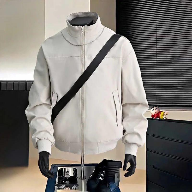 

Мужская тонкая куртка в американском стиле, повседневная, спортивная, премиум-класса, для осени, из полиэстера, с длинными рукавами, на молнии