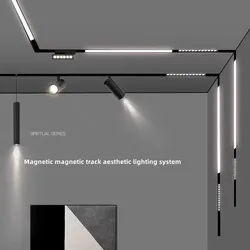 Magnetic Track Light Grille Flood Lamp Modern Embedded Flexible Linear Fixture LED Spotlight DC48V Ceiling Indoor Living