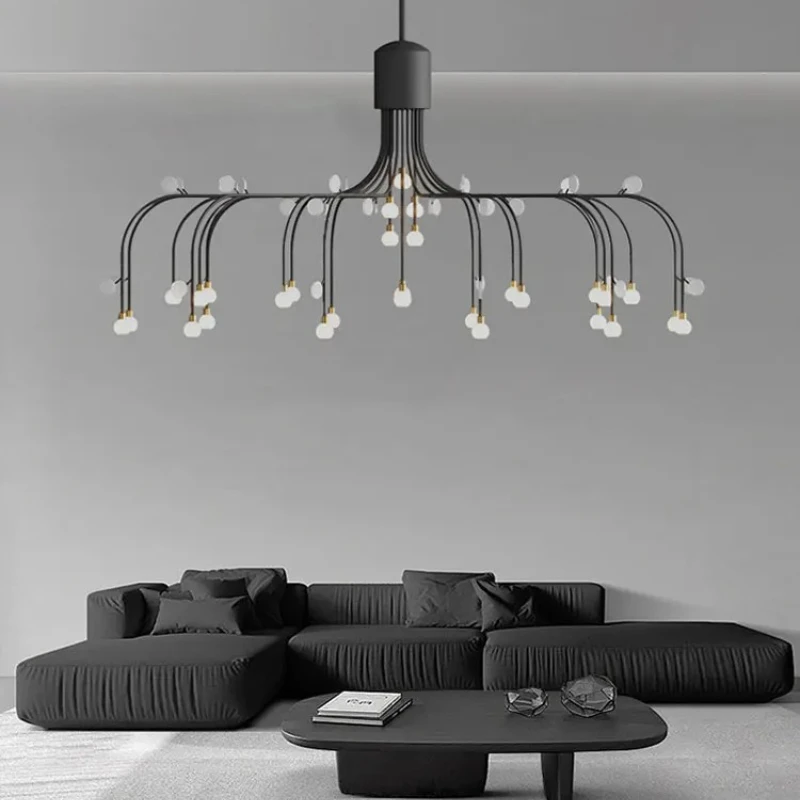 

Nordic Creative Flower Shape Chandeliers Living Room Strip Light Luxury Iron Pendant Light Dining Table Resturant Bedroom Lamps