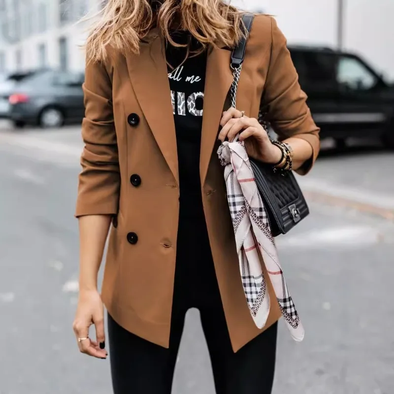 Autunno Inverno Donna Blazer Top Office Lady Nuovo 2025 Moda Manica lunga Colletto con risvolto Bottone Abito ampio Cappotto Giacca Outwear