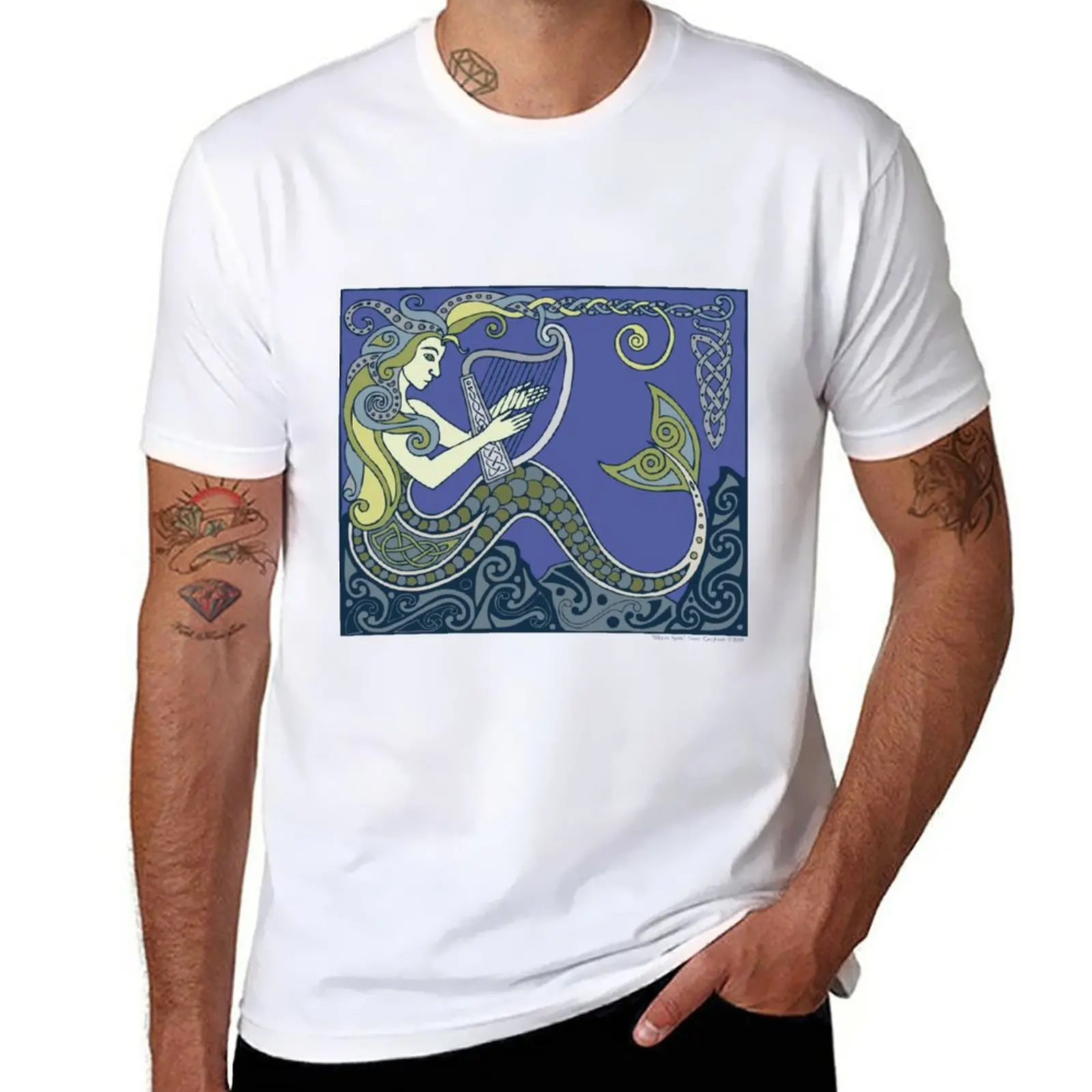 

New Mermaid Harpist T-Shirt Tee shirt sweat shirt mens graphic t-shirts