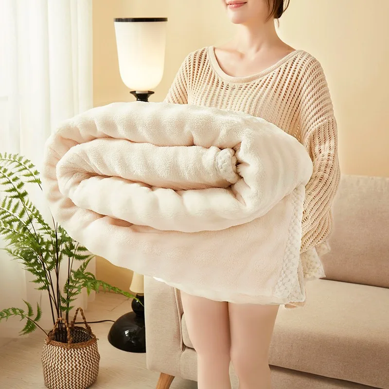 Winter Milk Fluff Blanket Office Sofa Nap Leisure Blanket Solid Color Bubble Fluff Blanket Thickened Warm Cover Blanket