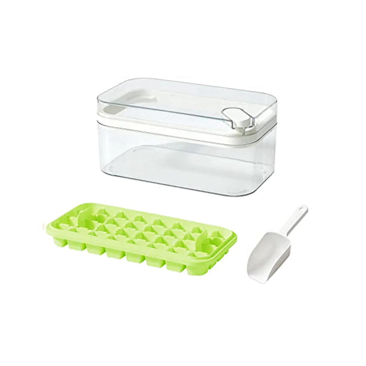 

Ice-Cube Tray with Lid and Bin, Ice-Cube Trays for Freezer, 32 Pcs Ice-Cube Mold (Green)