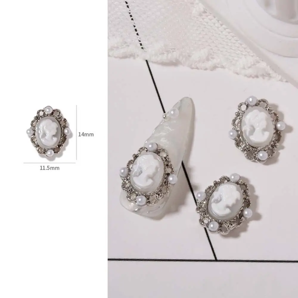 

Silver Girls Pearl Diamond Beauty Head Abstract Nail Art Rhinestone DIY Nail Decoration Manicure Beauty Head Ornaments