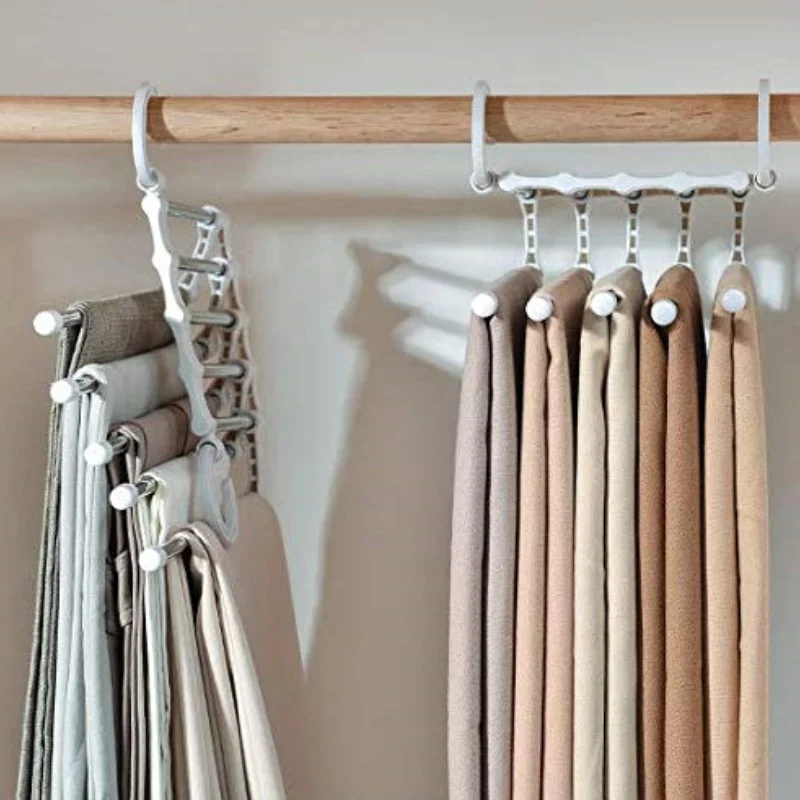 Folding Trouser Rack Telescopic Multi-Layer Pants Hanger Home Pants Clip Wardrobe Storage Artifact Pants Hanger