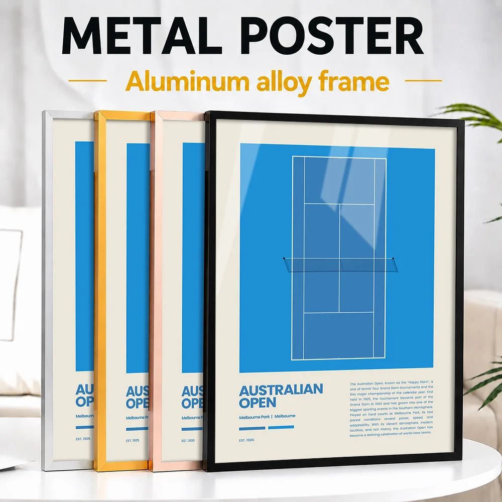 Australian Open Tennis Framed Metal Poster Personalized Photo Elegant Court Style Wall Art For Living Room Unique Athlete Gift