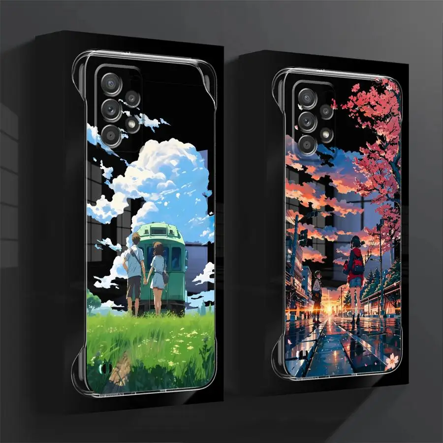 Summer Sky Anime Phone Case for Samsung Galaxy A15 A54 A55 A12 A24 A33 A34 A52 A53 A23 A51 A14 Transparent Cover