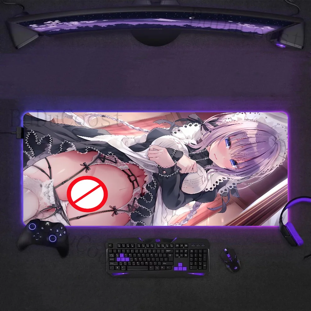 Honkai Star Rail Hentai girls RGB LED Mouse Pad Uncensored Sexy Nude Girl Game Pad Gamer Keyboard Game Laptop Mat Anime Mousepad