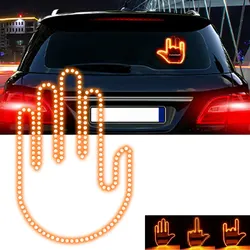 1 Set Car Finger Light with Remote Control Cool Funny Car Interior Light Finger Up LED Middle Finger Hand Lamp Car Accessories