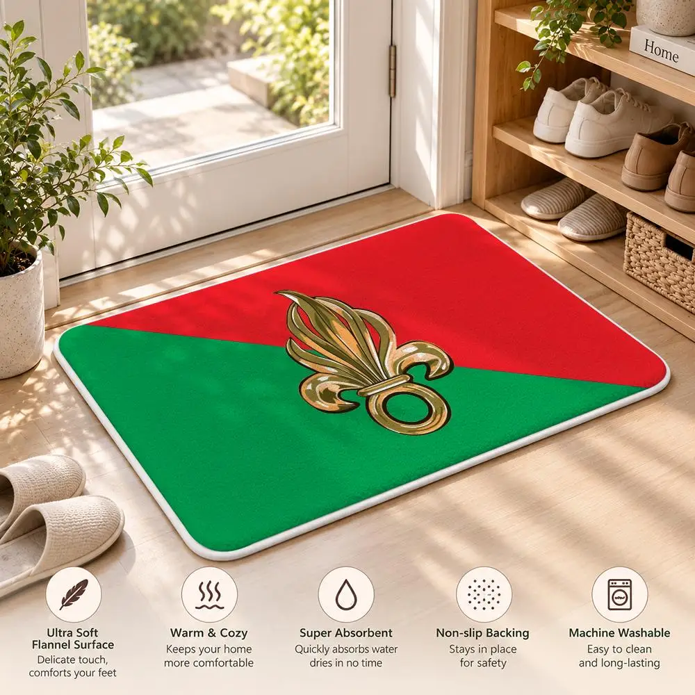 French Foreign Legion Cool Floor Mat Flannel Rug Soft Non Slip Door Mat For Bathroom Bedroom Kitchen Living Room Home Decor