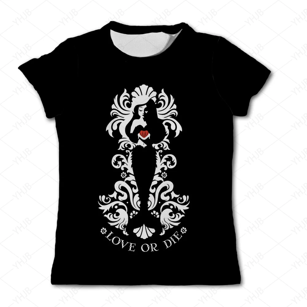 2024 estate moda sirena T-shirt ragazze T-shirt stampa 3D Ariel principessa magliette bambini Anime maniche corte Casual Top Tee