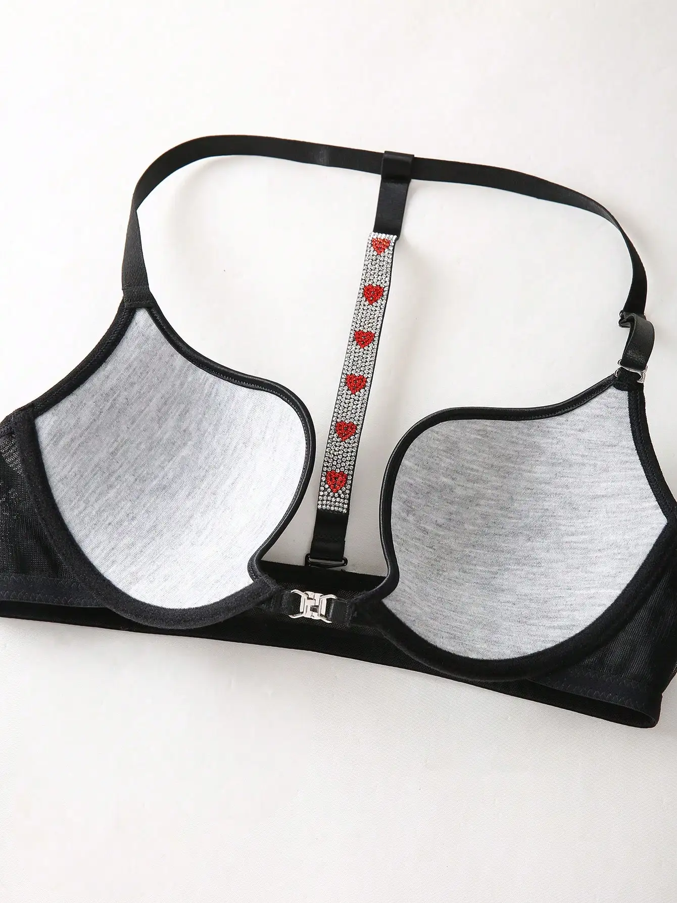 3/4 Cup Push Up Bra Sexy Party Bra Beautiful Back women's Underwear Black Front Button Lingerie MR3615