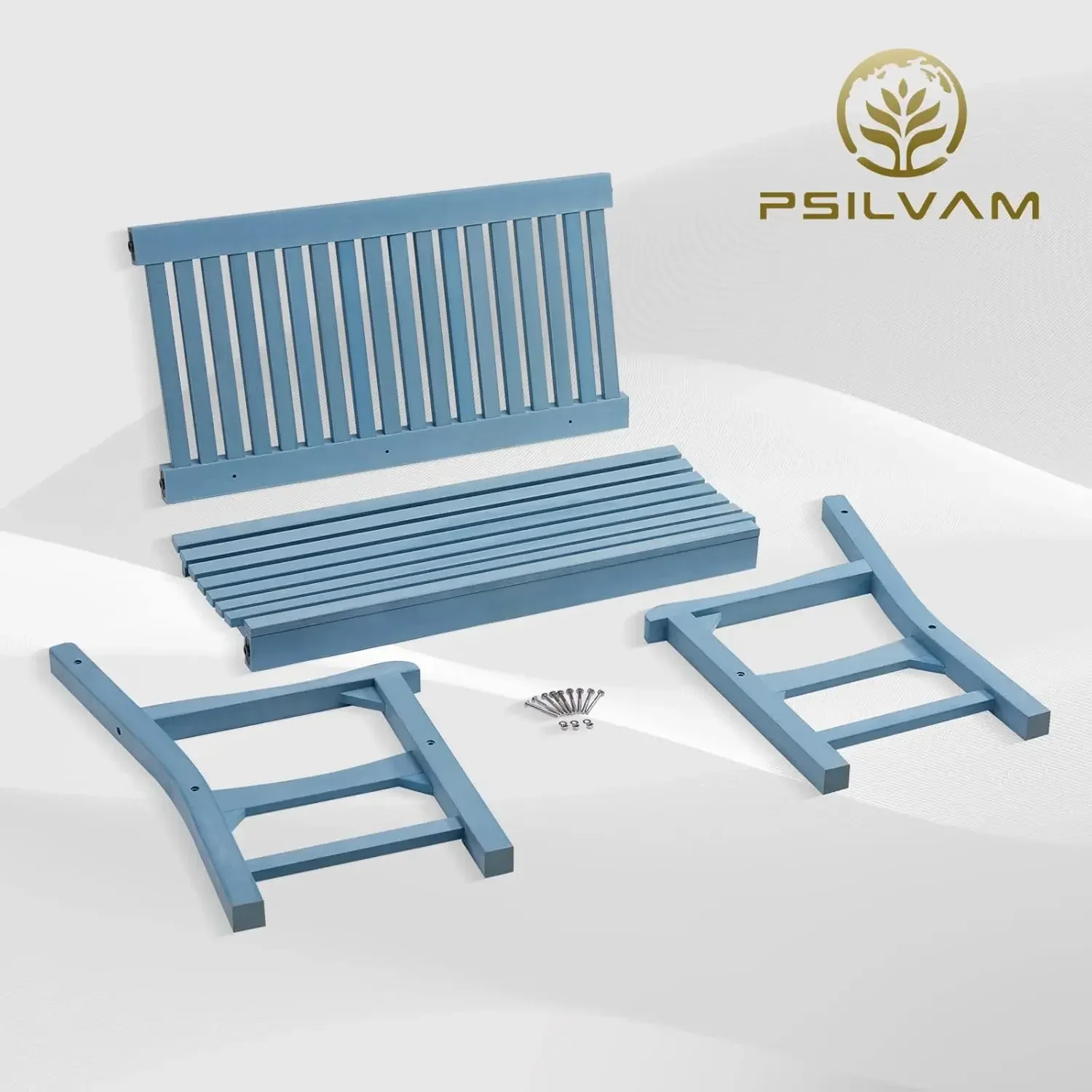 Garden Bench, 2-Person Poly Lumber Patio, All-Weather Outdoor Bench, Memorial Bench, Suit for Garden, Porch and Park(Blue)