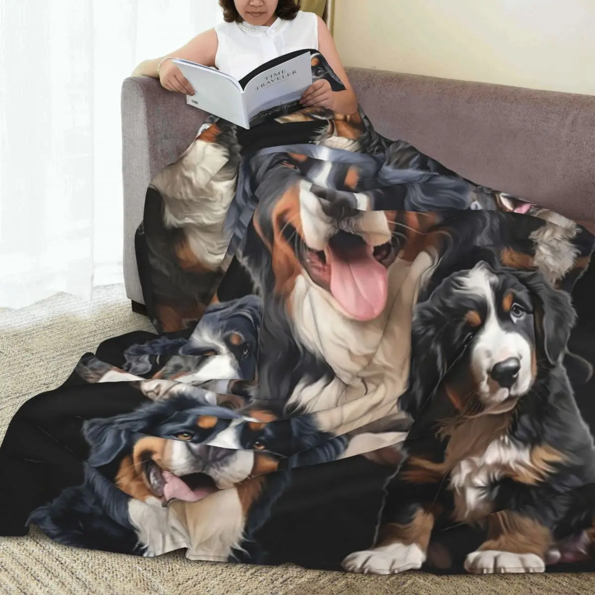 Bernese Mountain Dog Blankets Soft Warm Flannel Throw Blanket Plush for Bed Living room Picnic Travel Home Sofa
