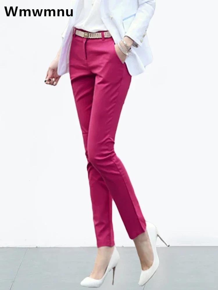 New Elegant Ladies OL Work Pantalones S-4xl Big Size Womens Formal Office Pencil Pants 2024 Casual Elastic Cotton Slim Trousers