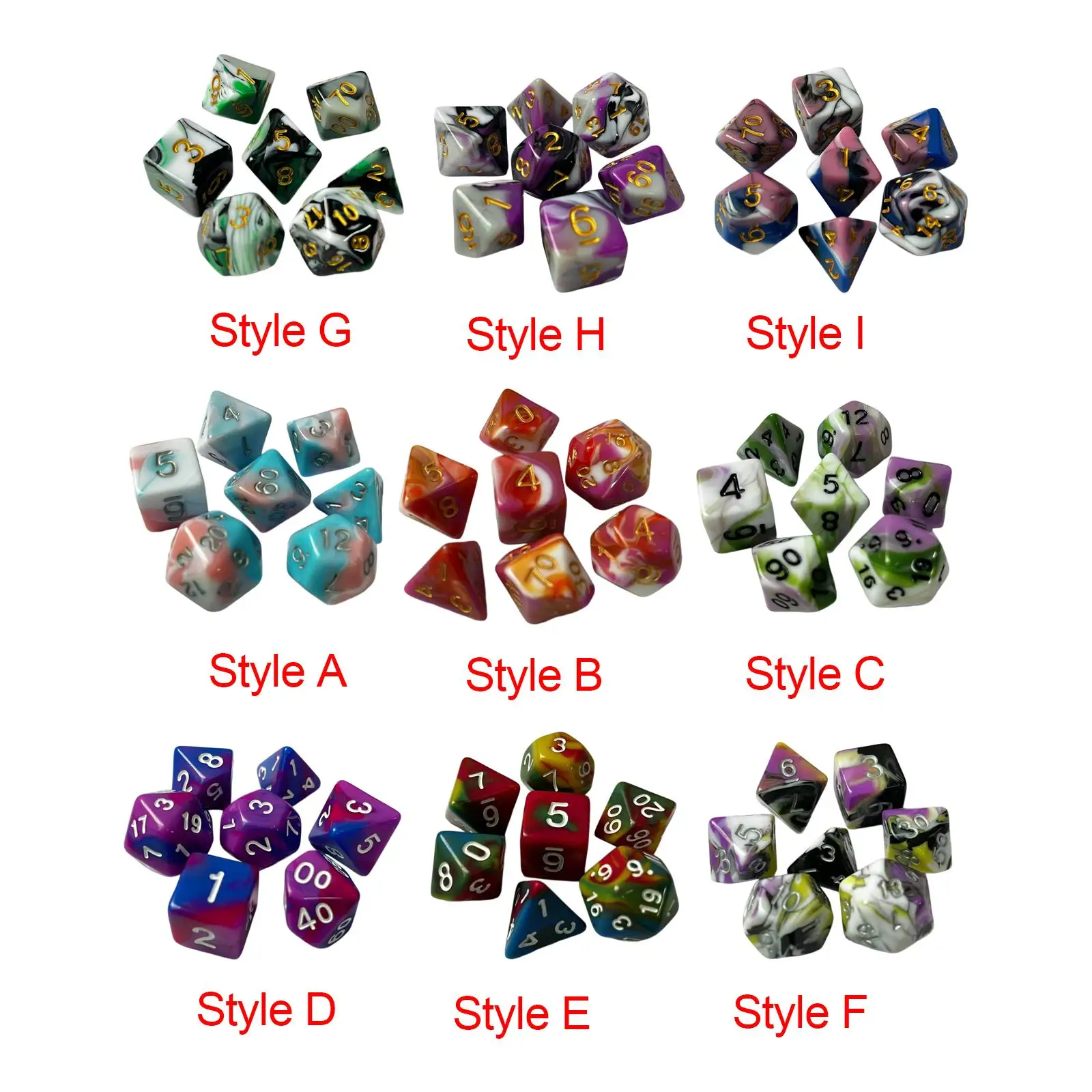 7 Pieces RPG Dice Set Board Games Set Acrylic Game Dice for Family Games Roll Coffee Gift