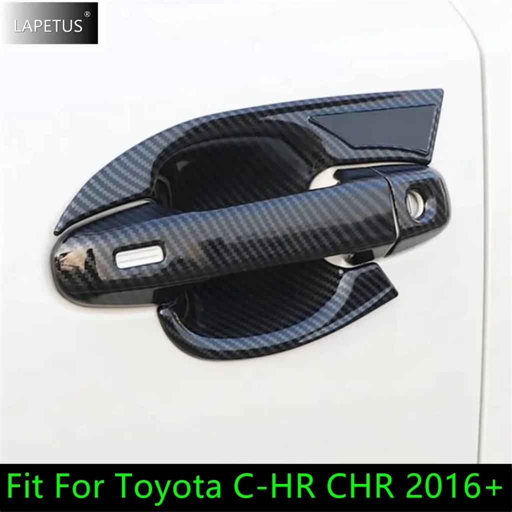 

ABS Chrome / Carbon Fiber Look Auto Outer Door Handle Bowl Sticker Frame Accessories Cover Trim For Toyota C-HR CHR 2016 - 2021