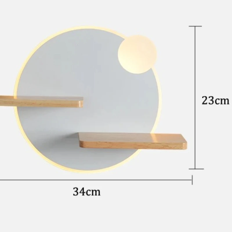 Circular Wall Lamp with USB Interface Storage Rack, Bedside Lamp, Indoor Bedroom, Living Room, Hotel Room, Background Wall