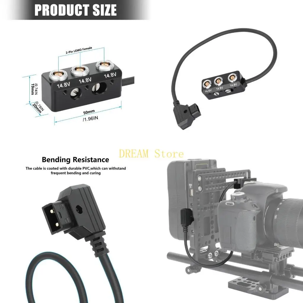 Right-Angle D-Tap to 3-Way 2-Pin 0B Cable 14.8V Output for Monitor Supply Best Sale