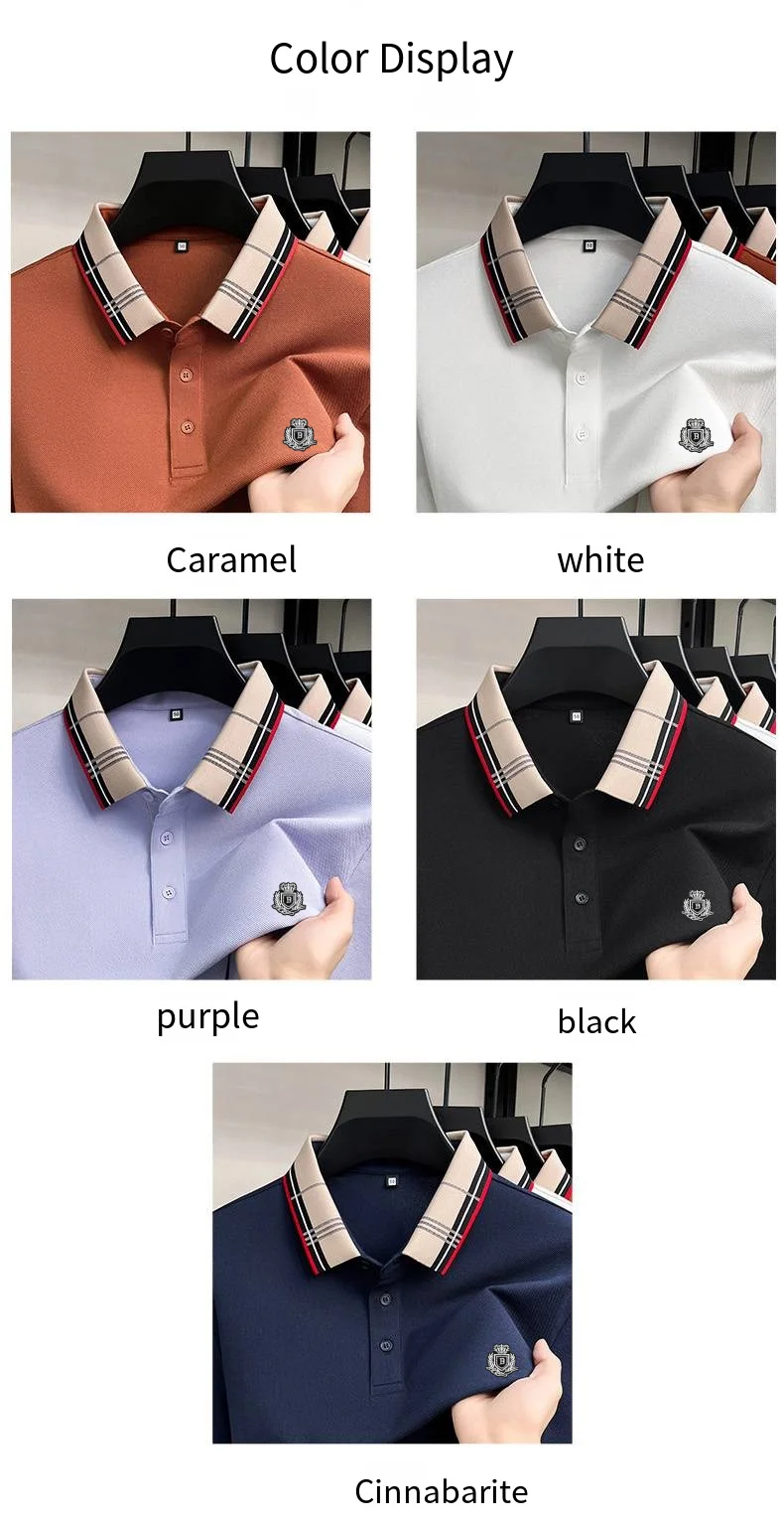 Neues Sommer-Herren-Poloshirt mit Kurzen Ärmeln, Kragen und Knöpfen, Luxuriöse Buchstaben-Stickerei, Lässiger Vielseitiger Jugendlicher Preppy-Stil Herrenbekleidung – Detail 3