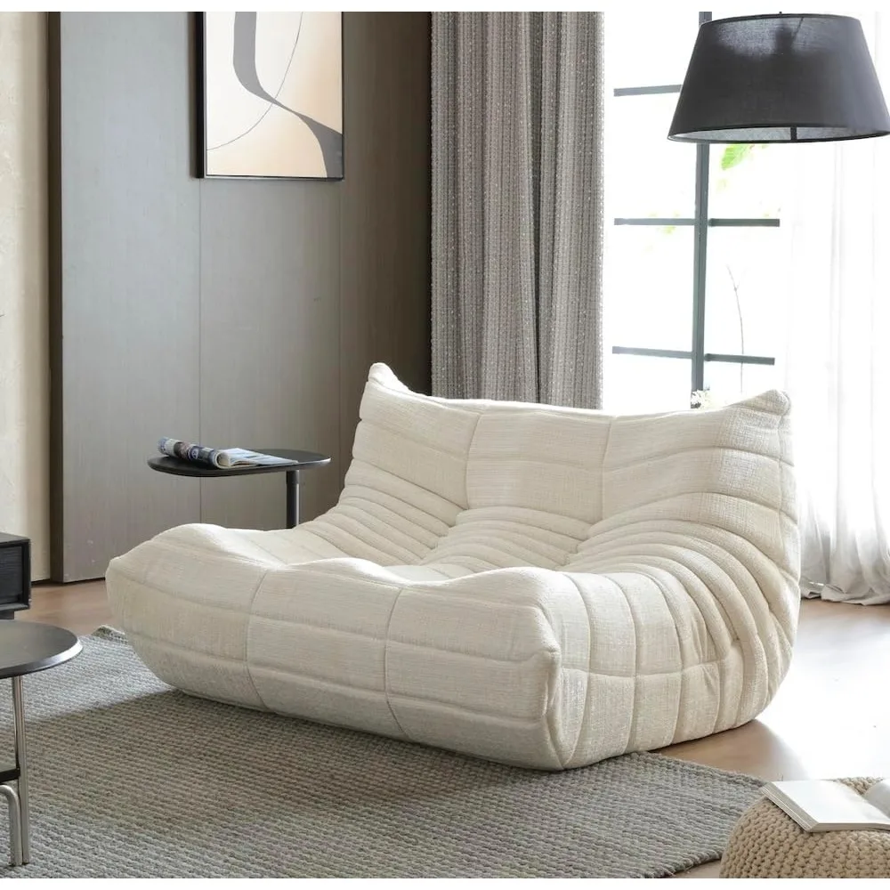 

Fireside Loveseat Sofa: Modern Chenille Togo-Inspired Design, High-Density Foam Caterpillar Couch doubles as Lazy Floor Sofa