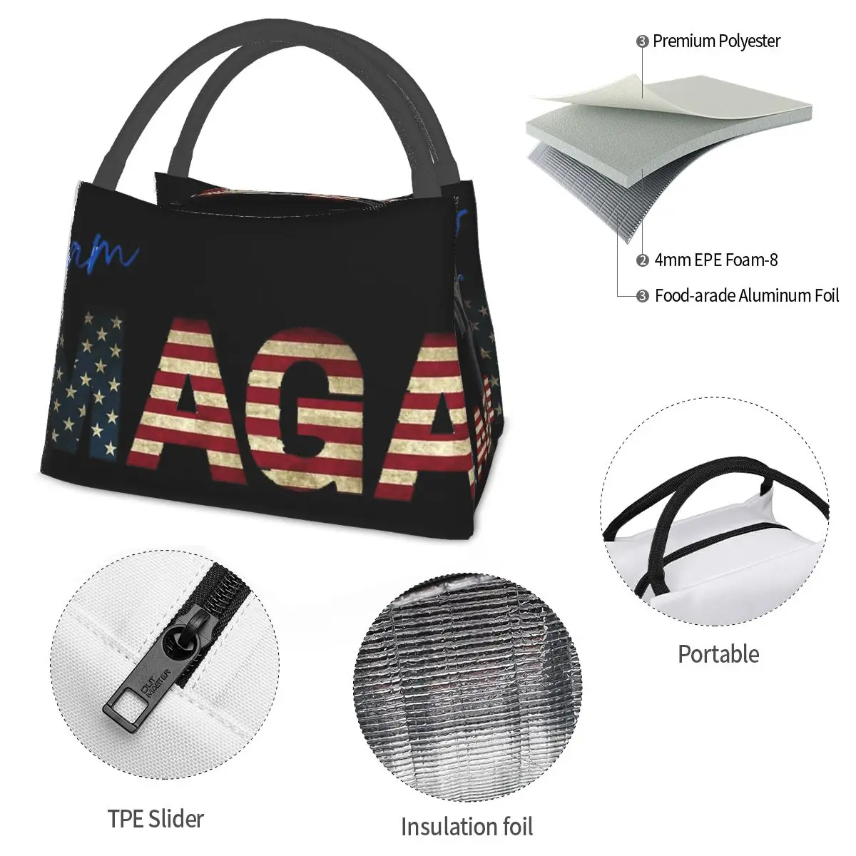 I Am MAGA Portable insulation bag for Cooler Thermal Food Office Pinic Container