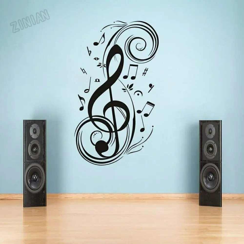 Musical Note Wall Stickers Vinyl Livingroom Decoration Decal Art Master Bedroom Wall Murals Romantic Music Classroom Decals Y274