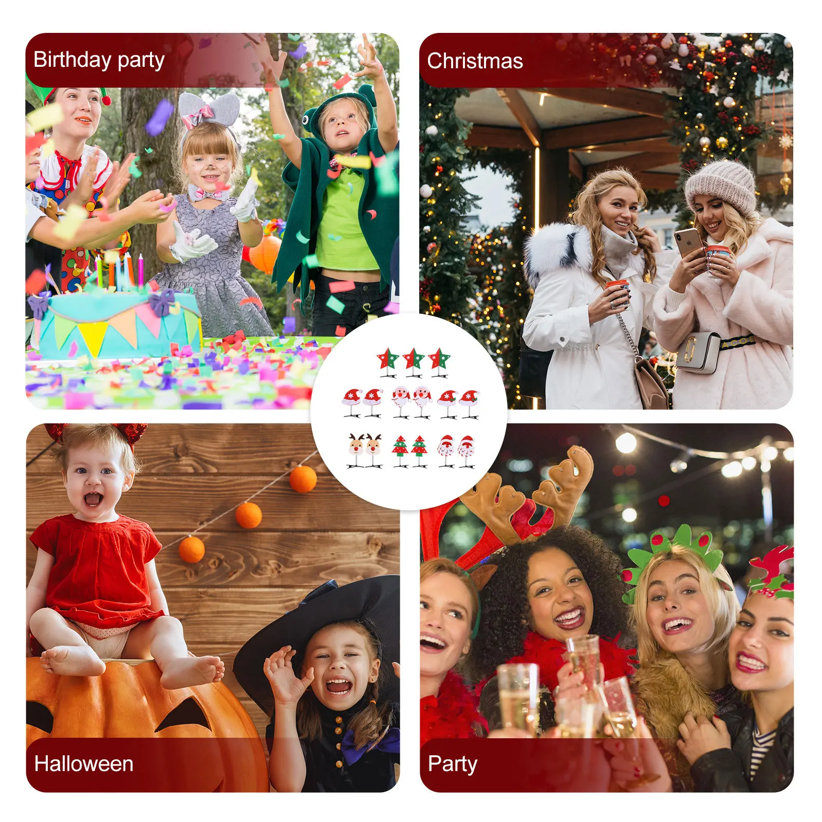 

15Pcs Antler Hair Clip Christmas Mini Barrettes Lightweight Non-Fading Party Hairpins Xmas Hair Accessories for Costume